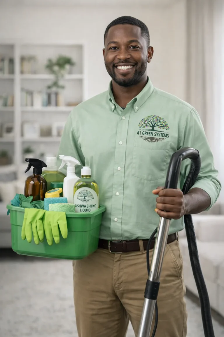Professional cleaner with A1 Green Systems products